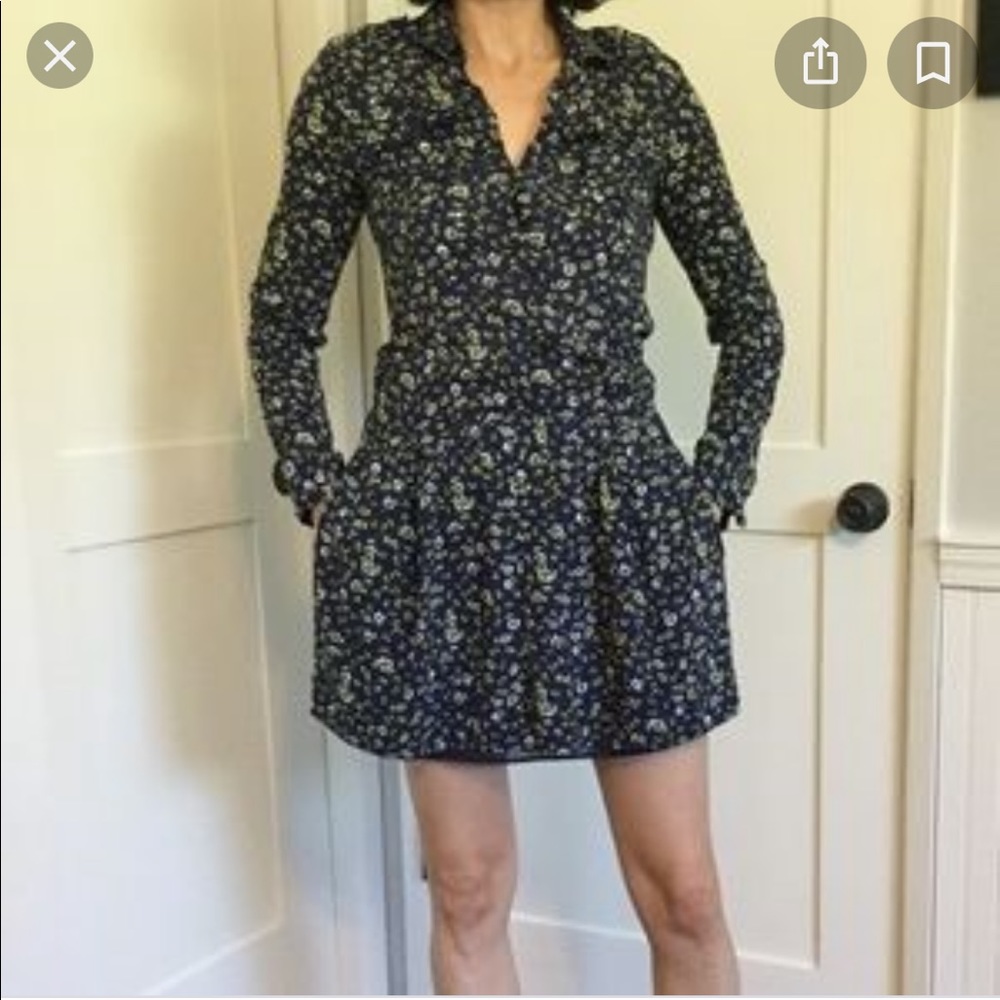 QMack long sleeve navy shirt dress, small